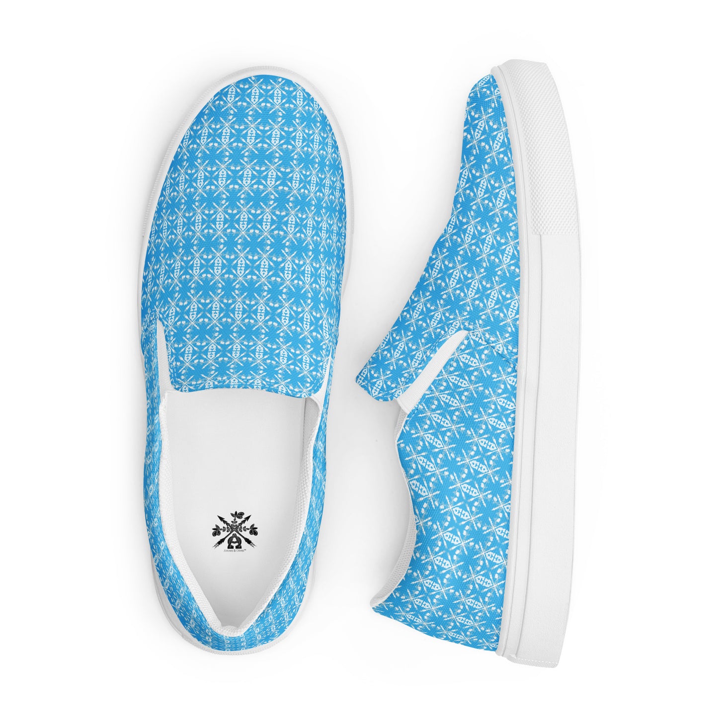 - A&O™- Men's Eccentric Hemel Blue© MirrorScadeV1© Slip-On Shoes